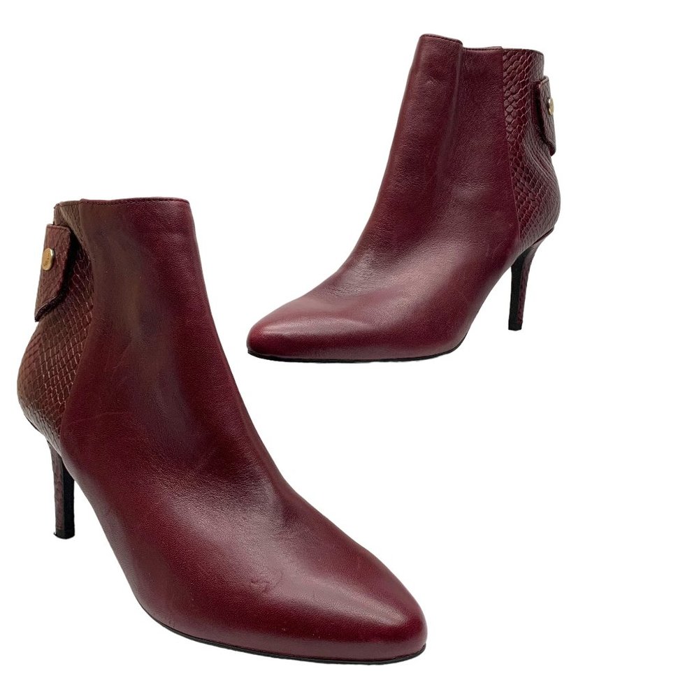Cole Haan Grand Os‎ Claremont Merlot Smooth Embossed Leather Booties